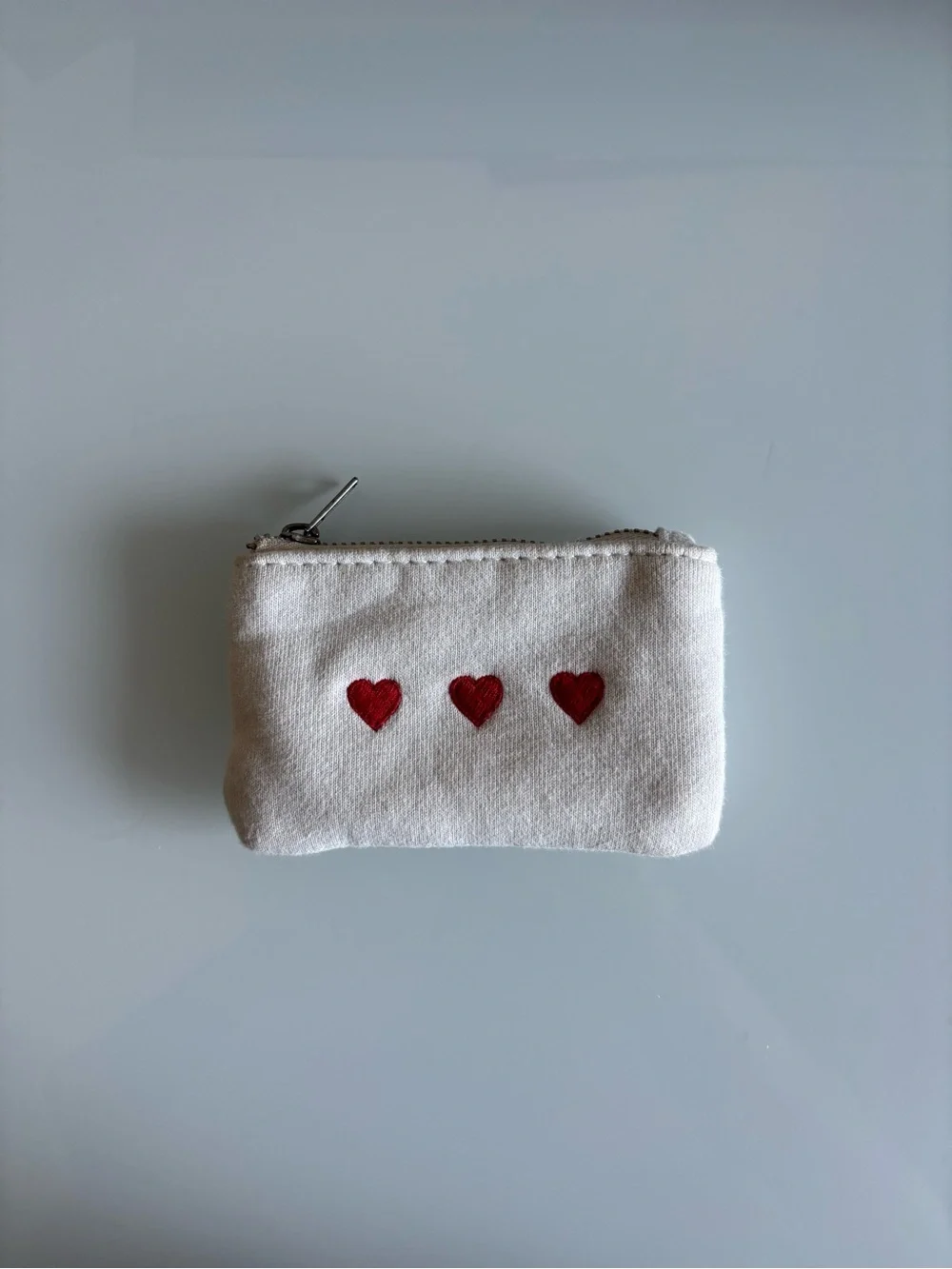 Brandy Melville Embroidered Hearts Coin Purse
